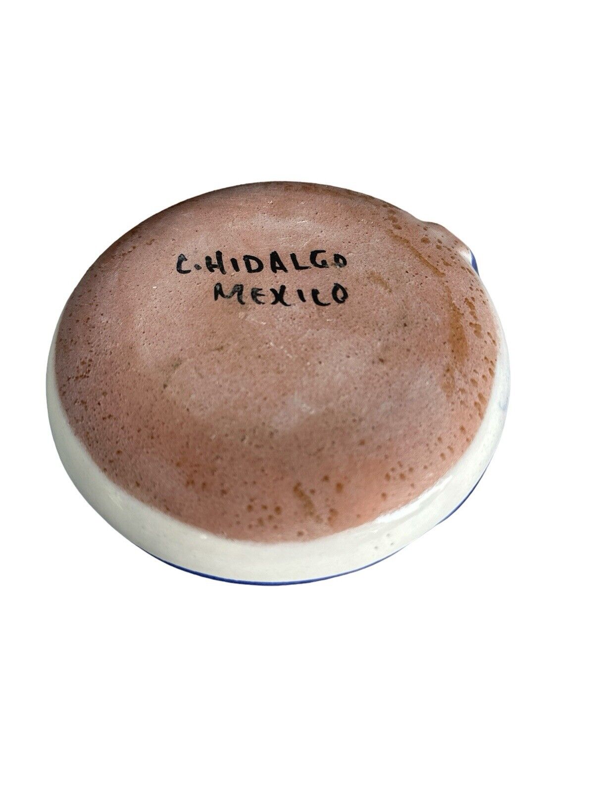 Handmade Painted signed C. Hidalgo H. Mexico Terracotta Pottery Candlestick