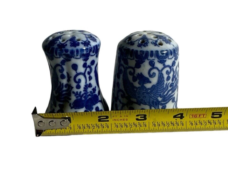 Vintage Phoenix Blue On White Salt And Pepper Shakers Made In Japan