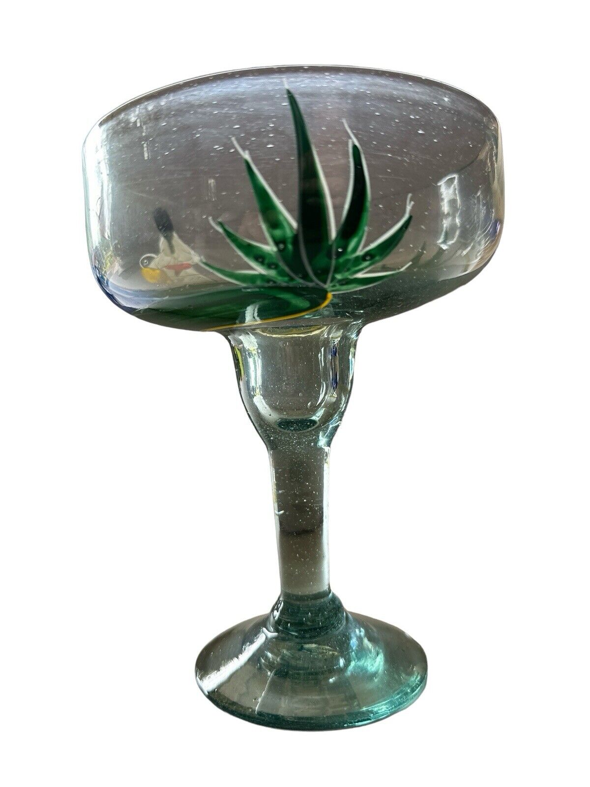 Authentic Blown Glass Hand Painted Margarita Barware Made In Mexico Tonala