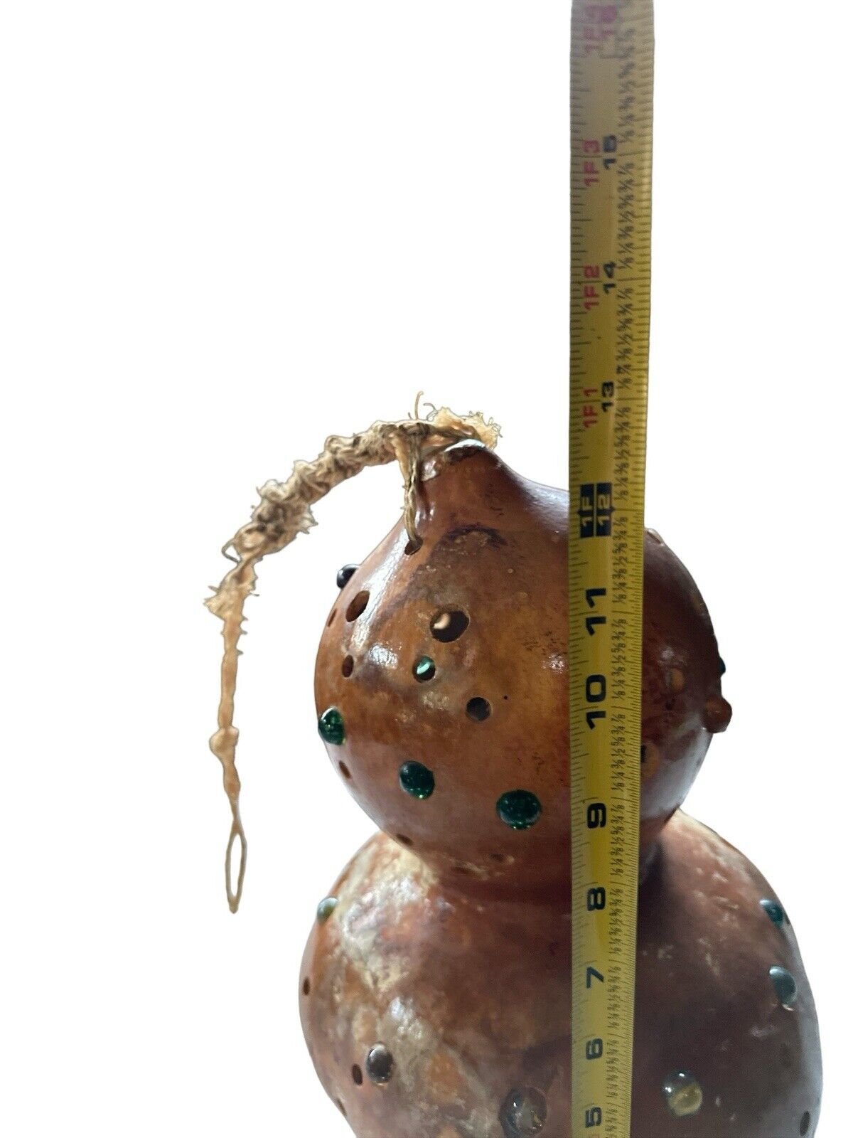 Vintage Mexican Decorative Hanging Double Ball Gourd Folk Art Light Reflecting