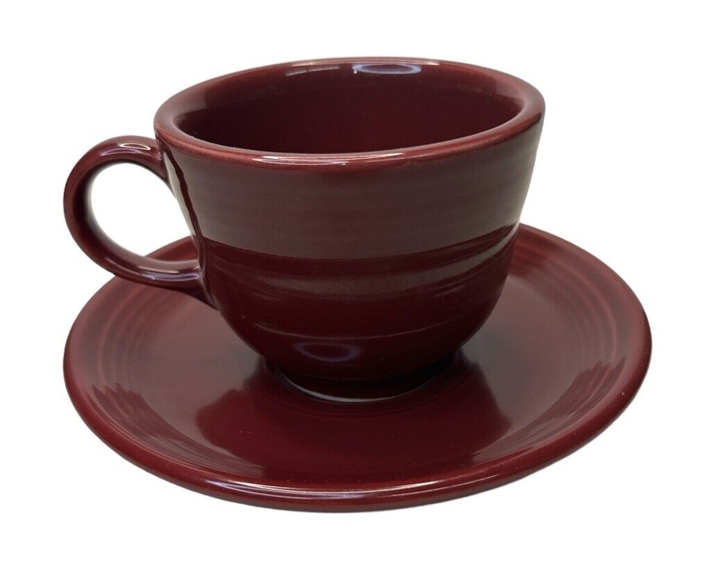 Fiestaware Vtg 2003 Fiesta Coffee Tea Cup and Saucer Set Cinnabar Color