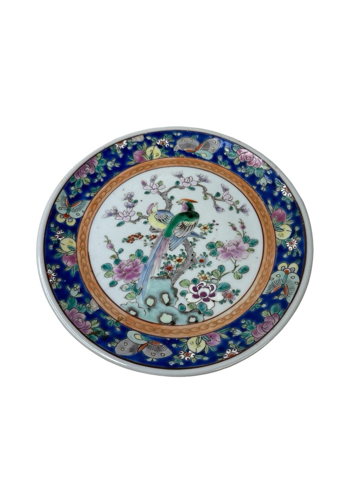 Antique Kutani Hand Painted & Signed Rare Pattern Nippon 8.5” Bird Flowers Plate