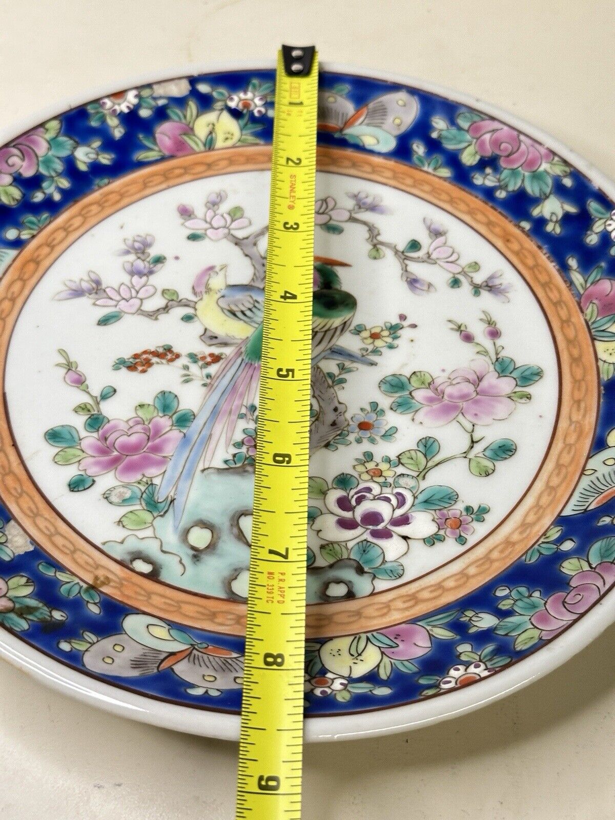 Antique Kutani Hand Painted & Signed Rare Pattern Nippon 8.5” Bird Flowers Plate