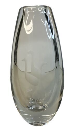 Kosta Boda 3 Geese Glass Vase 6.25” Signed And Numbered Beautiful Clear Glass