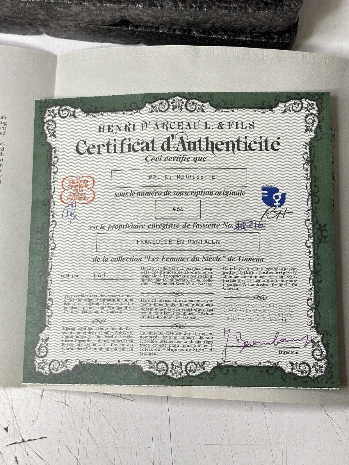 D'Arceau Limoges Women of the Century Premier Ed THE Independent Woman 1960 +COA