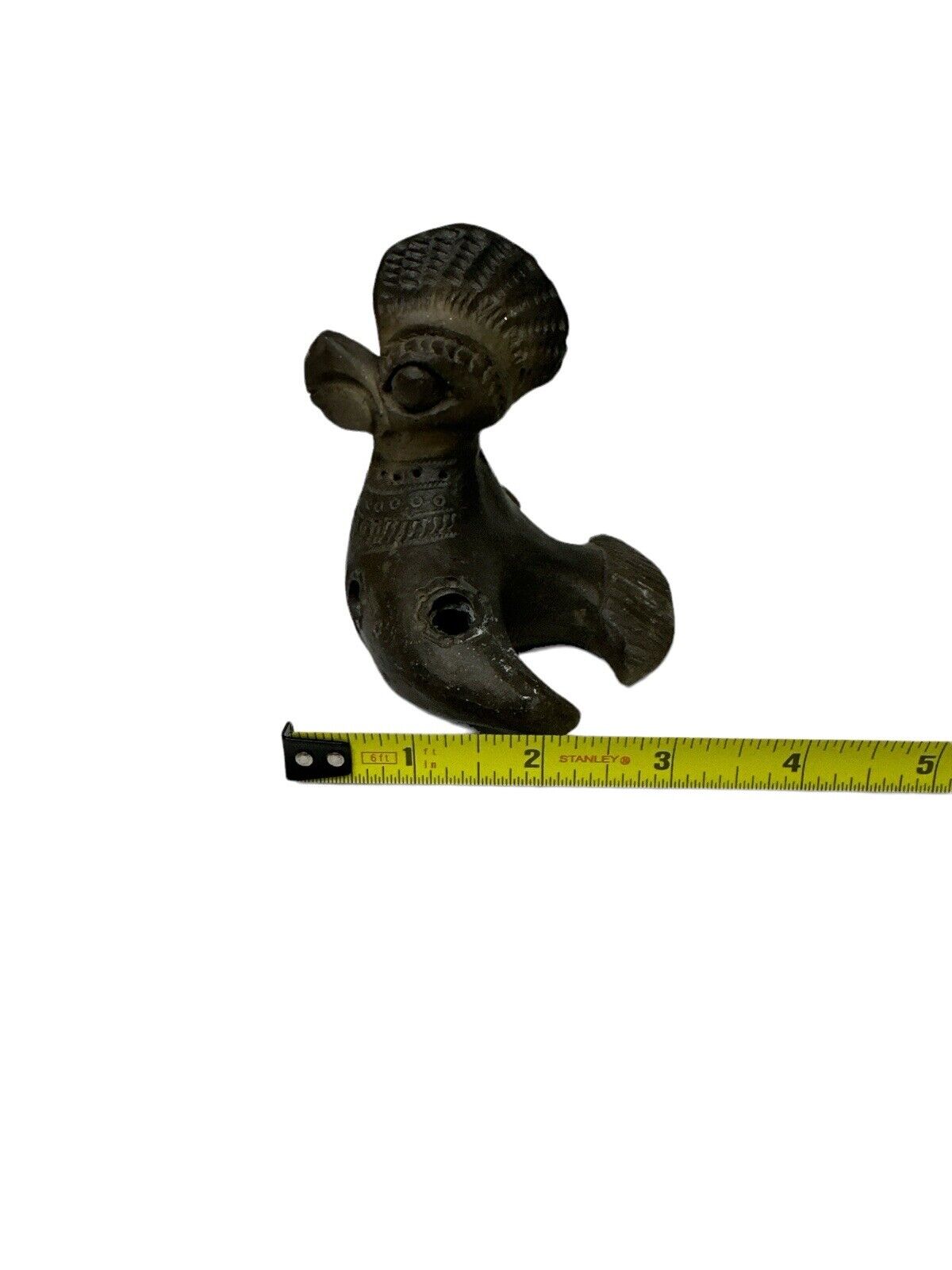 Primitive Looking Early Repo Peruvian Ceramic flying Bird Whistle Handmade