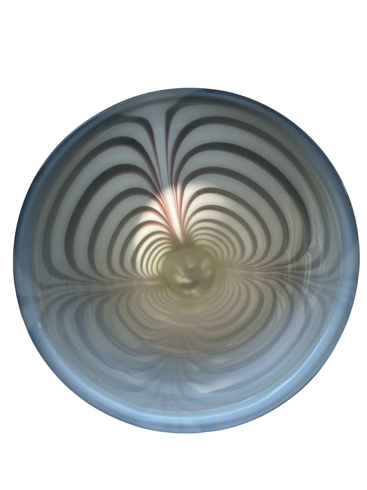 Oversized Postmodern Hand Blown Glass Vase Black & White Centerpiece 15.75” Art
