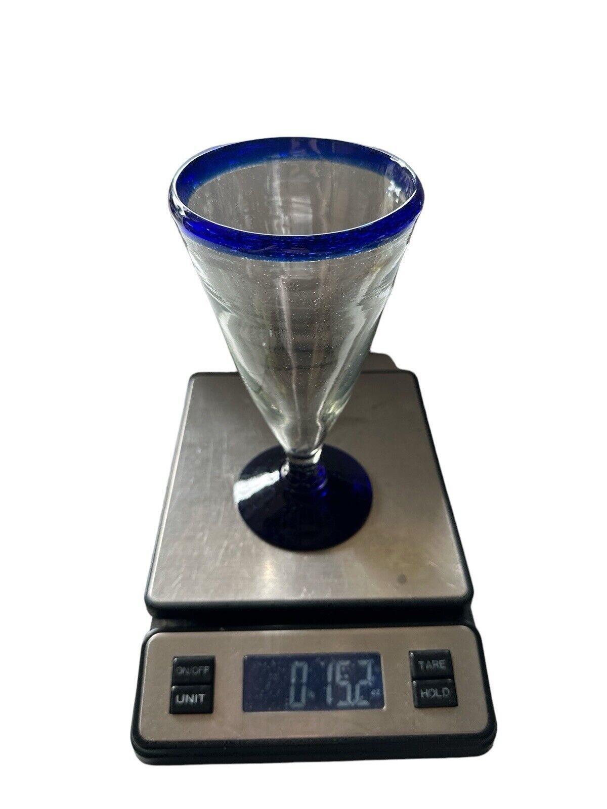 Authentic Blown Glass Drinkware Goblet Cobalt Blue Made In Mexico Tonala 7.5”