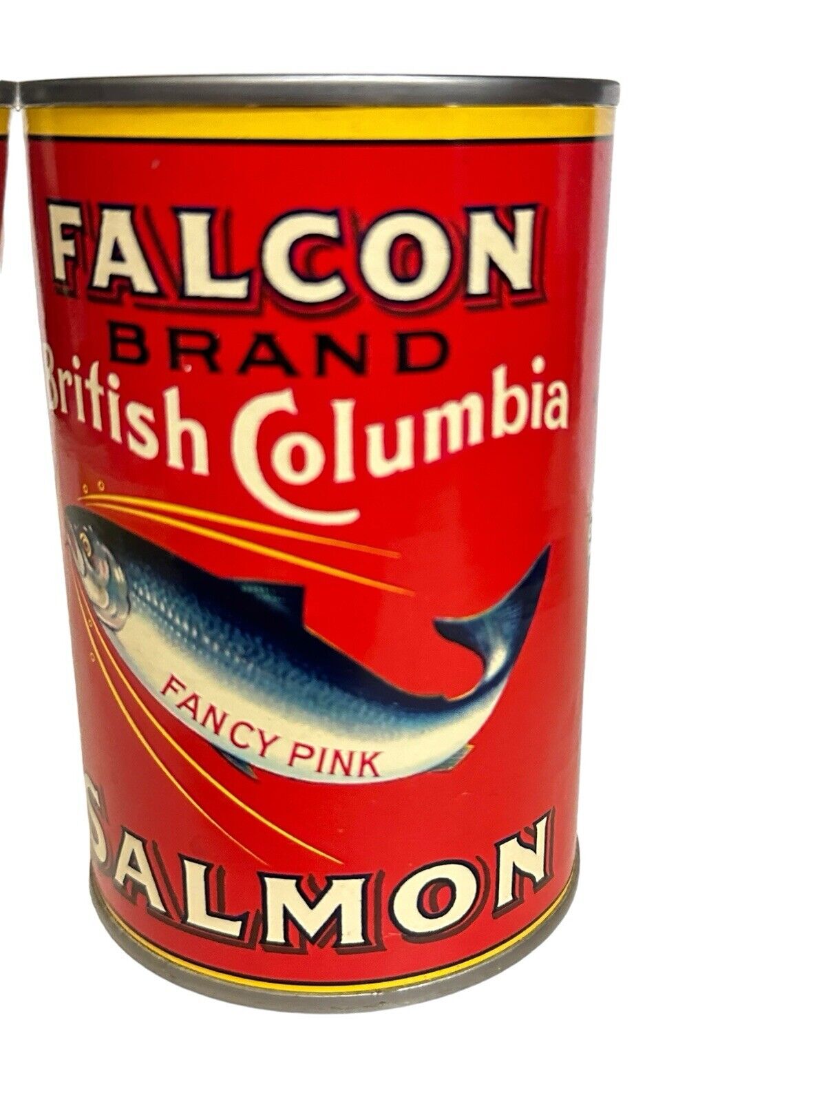 2 Antique Food Can Reprinted Falcon & Paddle Salmon Advertising Cans WWI Label