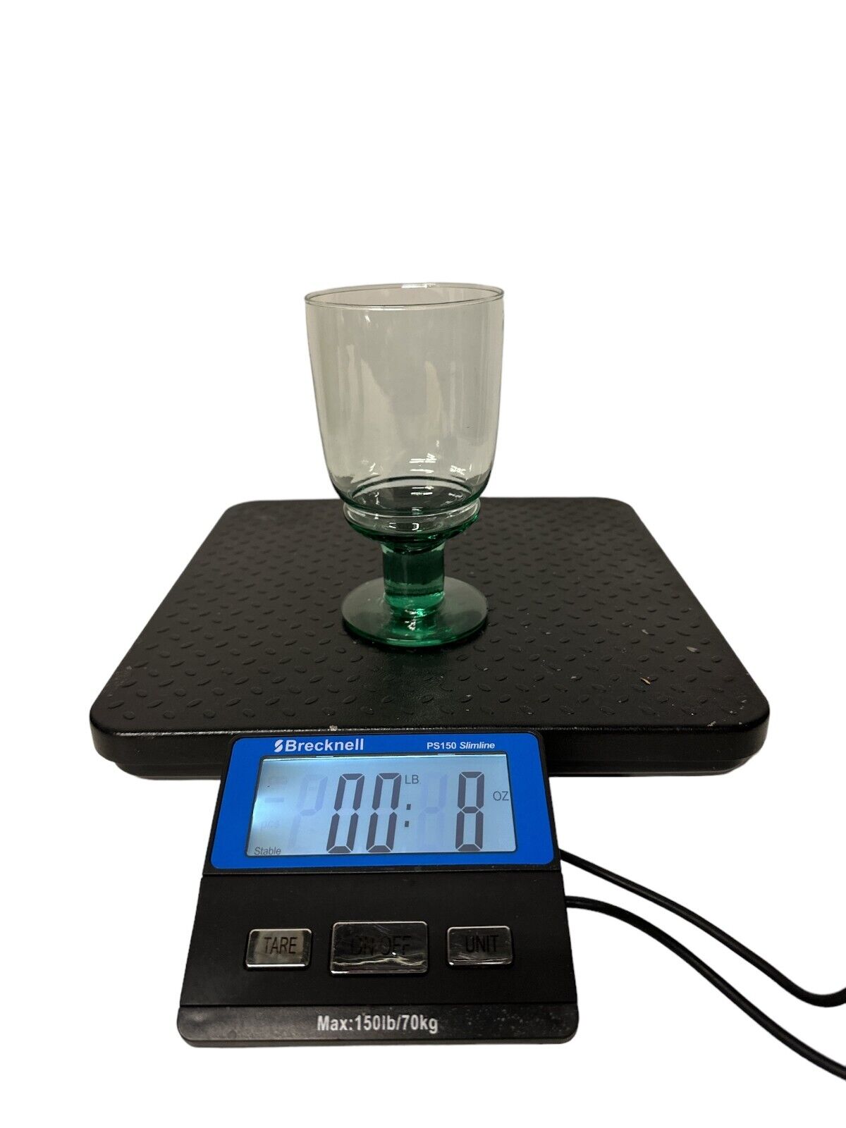 Vtg Hand Blown Light Green teal Stem Wine Glasses Or Goblets 6.5" Tall