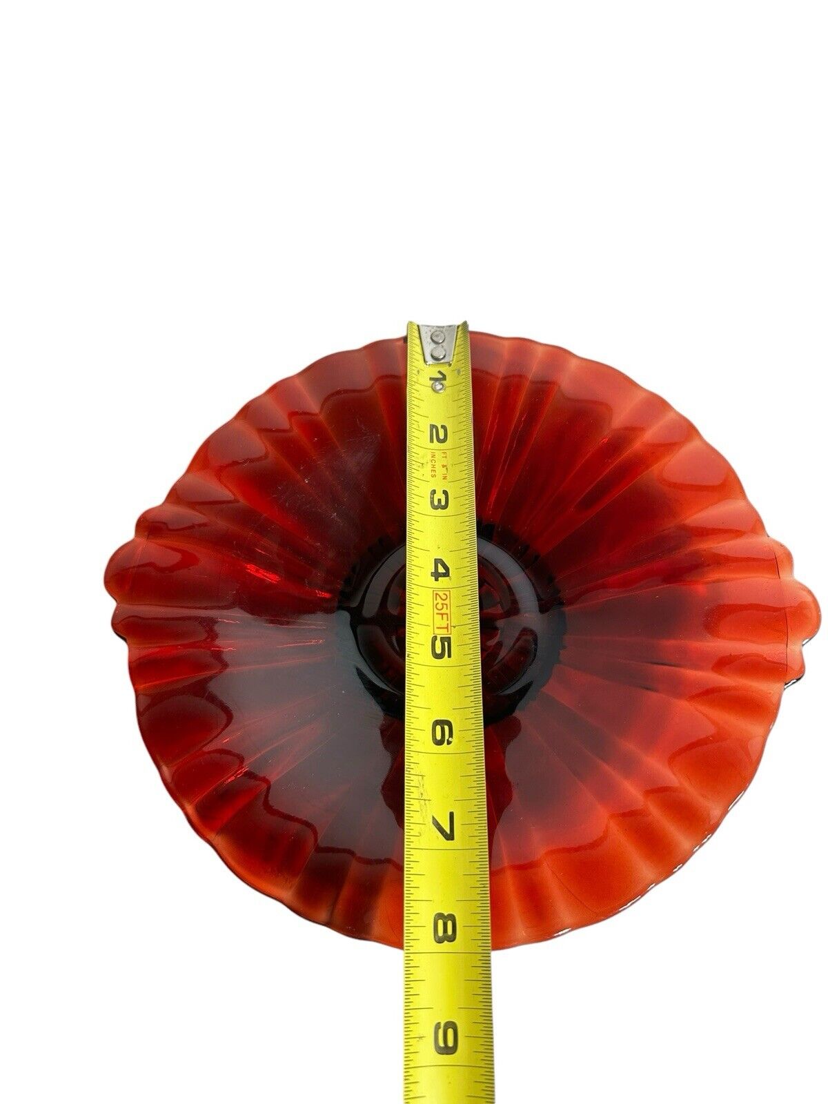 Vintage Anchor Hocking 1950’s Ruby Red Candy Serving Glass Plate 8” Diameter