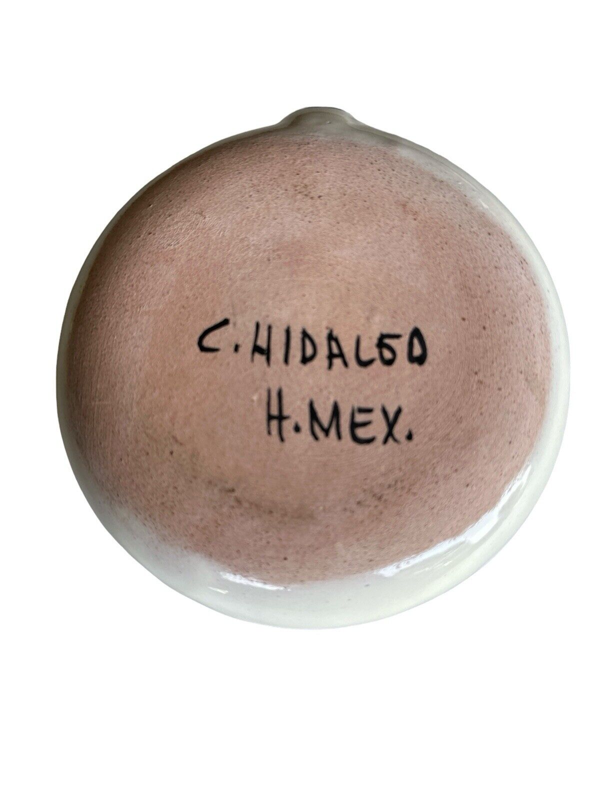 Handmade Painted signed C. Hidalgo H. Mexico Terracotta Pottery Candlestick