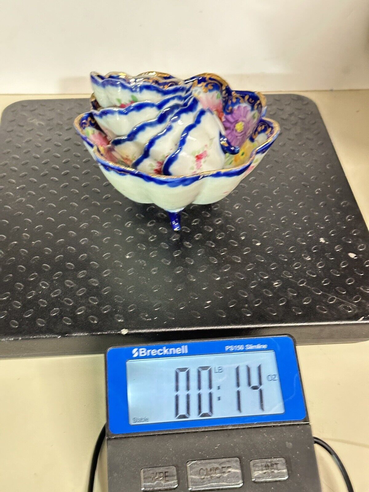 Antique Hand Painted Nippon MORIAGE Footed 6PC Nut Berry Bowl Set Navy Blue