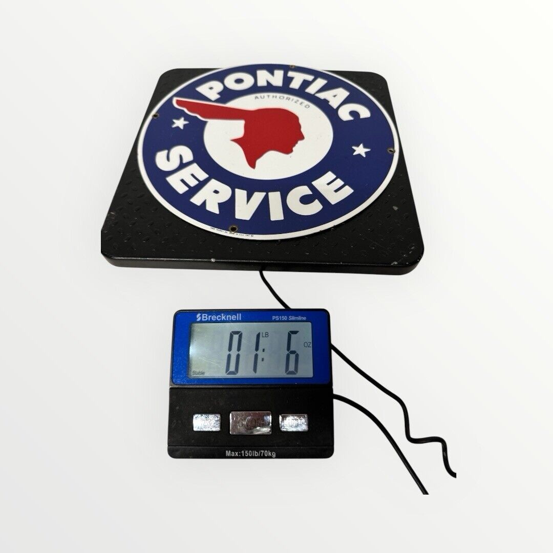 Pontiac Authorized Service Porcelain Ande Rooney 1987 Heavy Metal Sign 11.5”