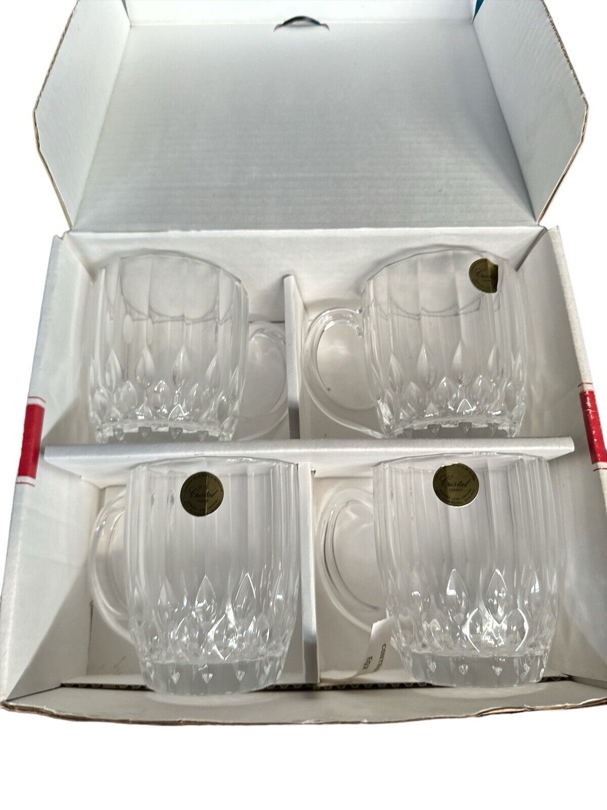 VTG Set Of 4 Cristal d’ARQUES France Garanti Plus De 24% Lead Crystal Mugs