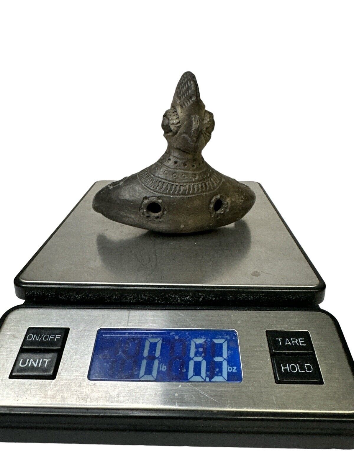 Primitive Looking Early Repo Peruvian Ceramic flying Bird Whistle Handmade