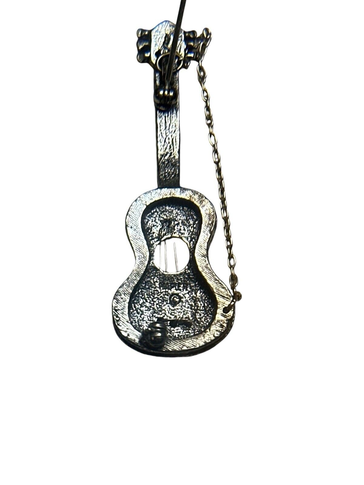 Lot of 2 Vtg silver brass cowgirl angel and Napier silver guitar brooch pin