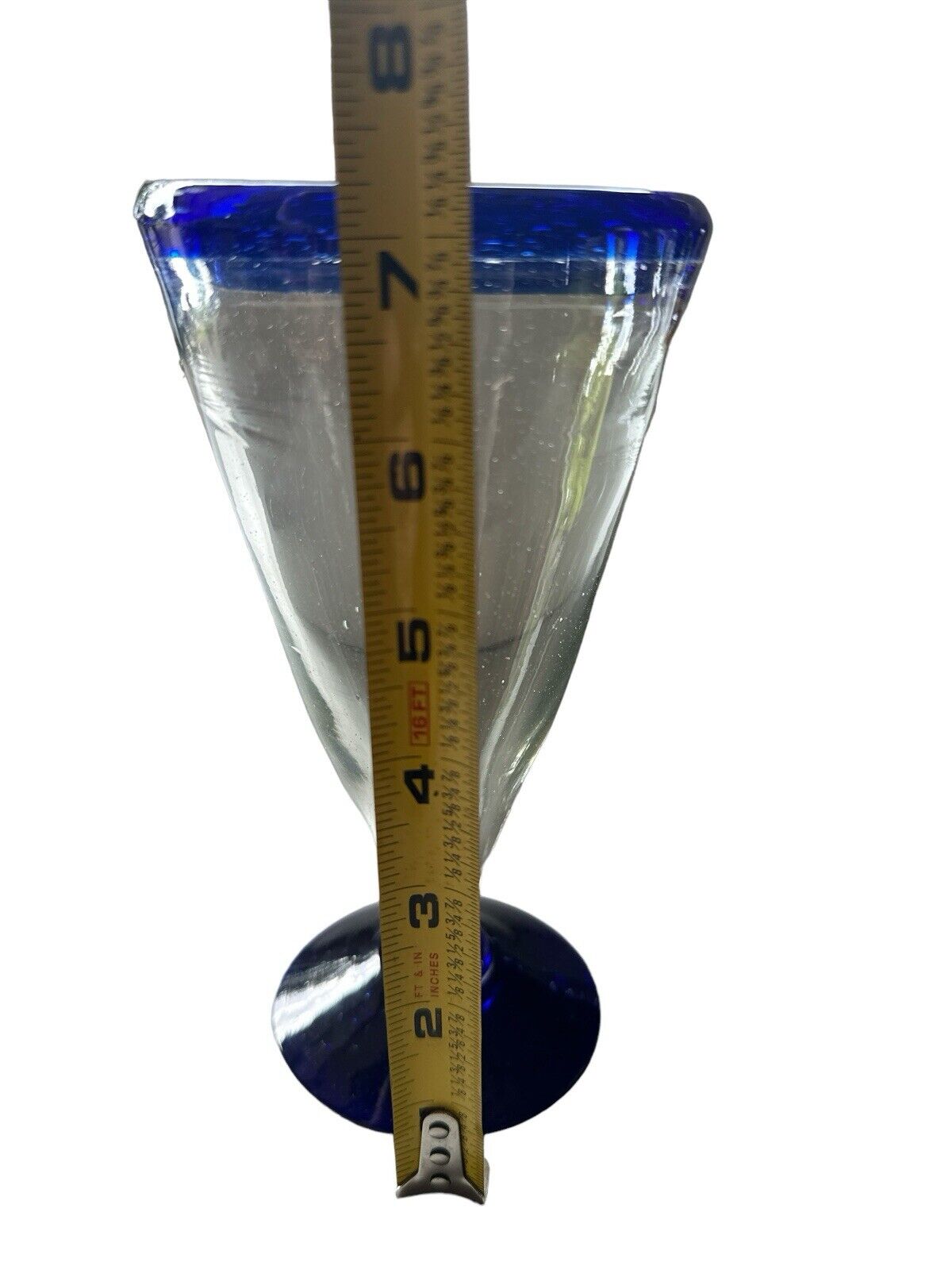 Authentic Blown Glass Drinkware Goblet Cobalt Blue Made In Mexico Tonala 7.5”