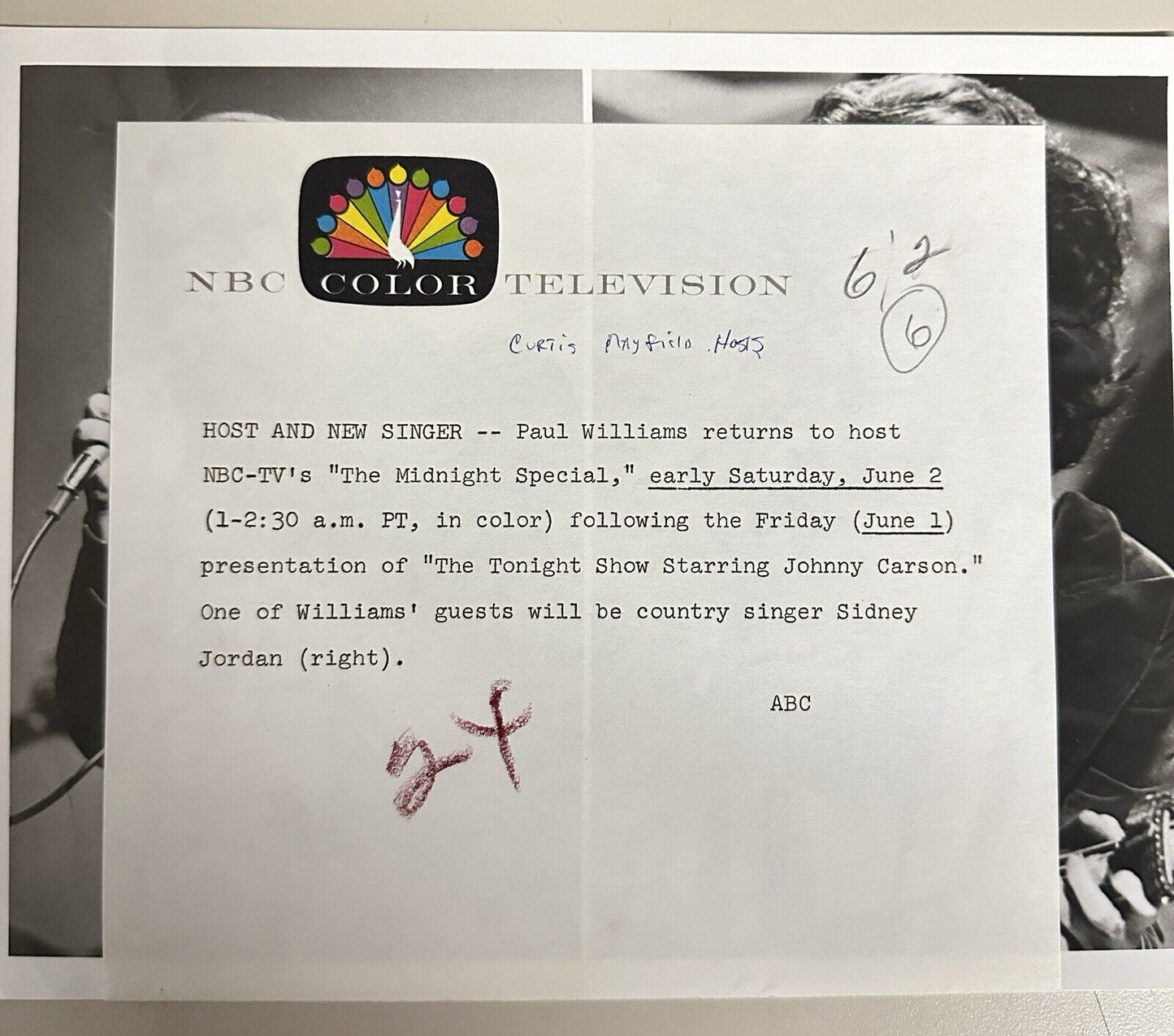 1973 Paul Williams & Sidney Jordan Press Release Photo The Midnight Show NBC