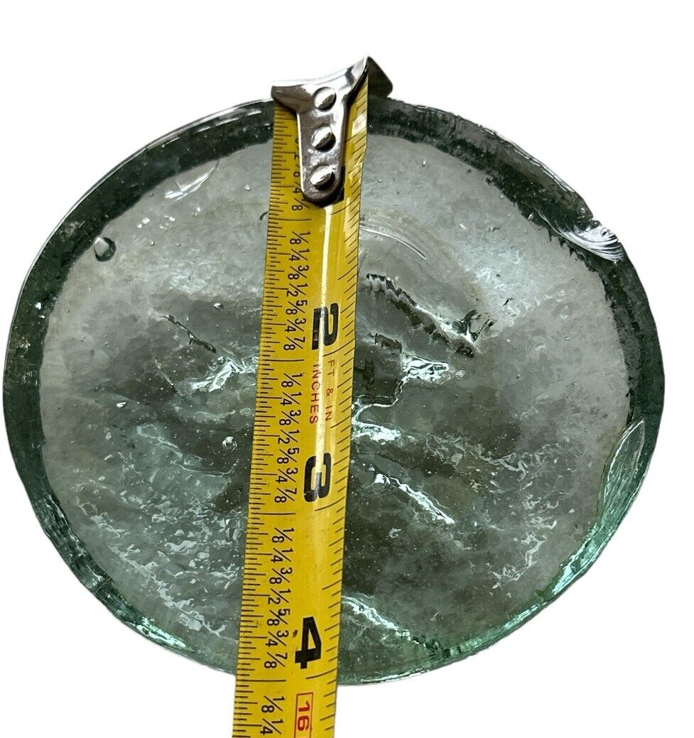Vtg Pressed Glass Moon Face Round Paperweight Mid-Century Artmade In Mexico 4”