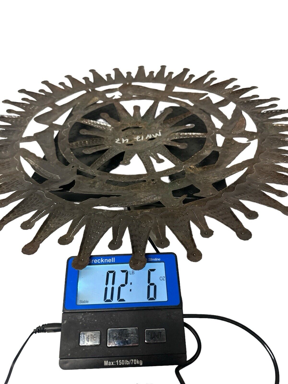 Vtg 1980’s Haitian Metal Art Decor Sun & Birds Handmade Signed Jonas 23” X 23”