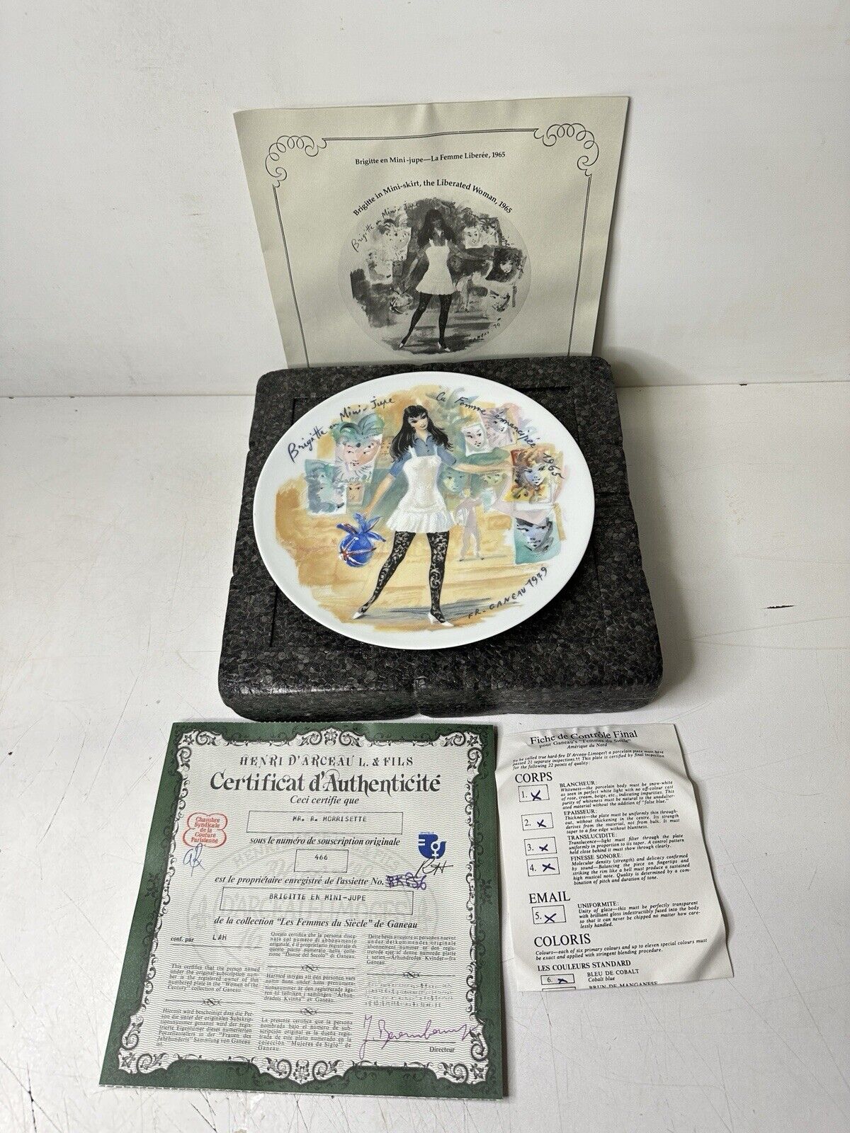 Vintage 1979 D'Arceau Limoges Collectors Plate Brigitte En Mini Jupe 1965