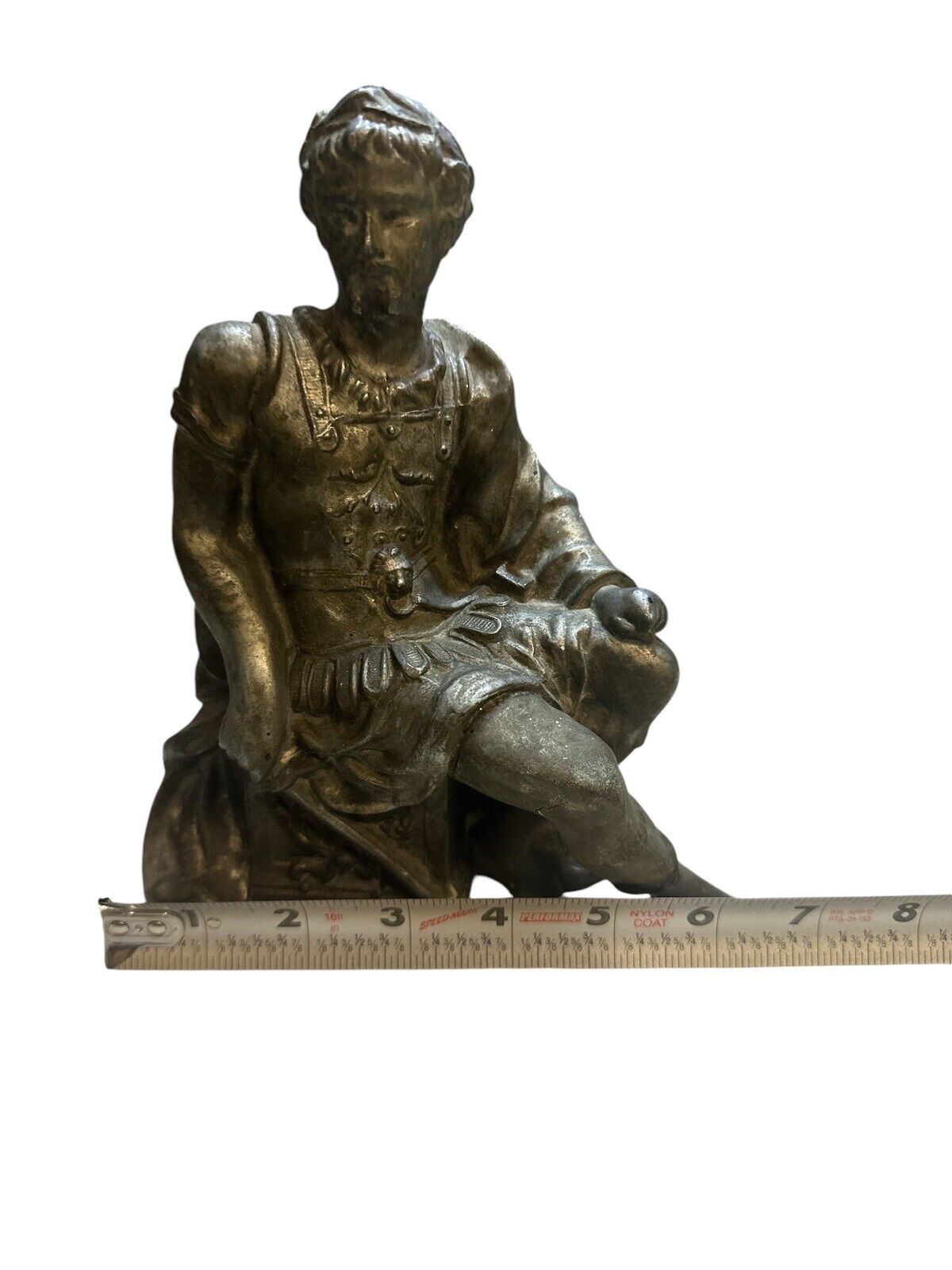 Antique Non Magnetic Cast Metal Roman Soldier Clock Topper 8" x 6.5"