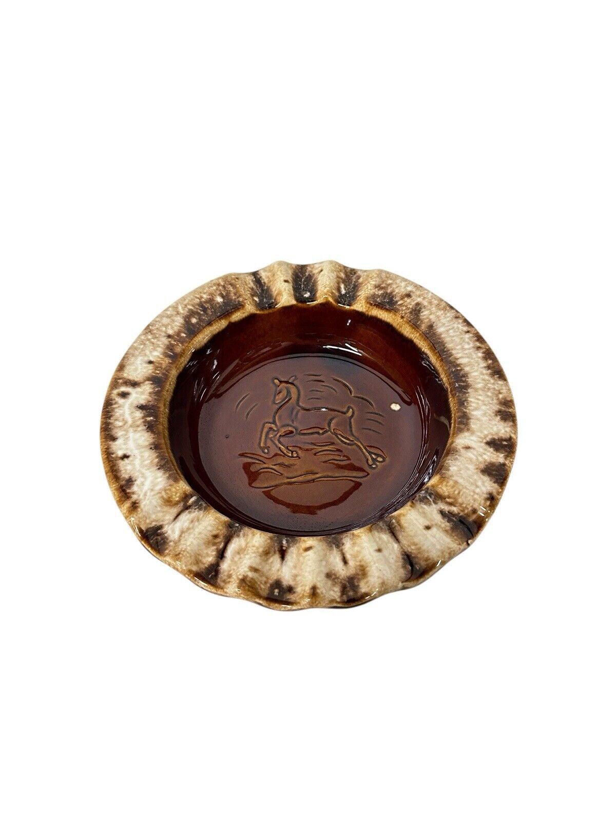 Vtg Hull Brown Drip Cigar Ashtray Deer Vintage 1950’s MCM Trinket Dish Decor