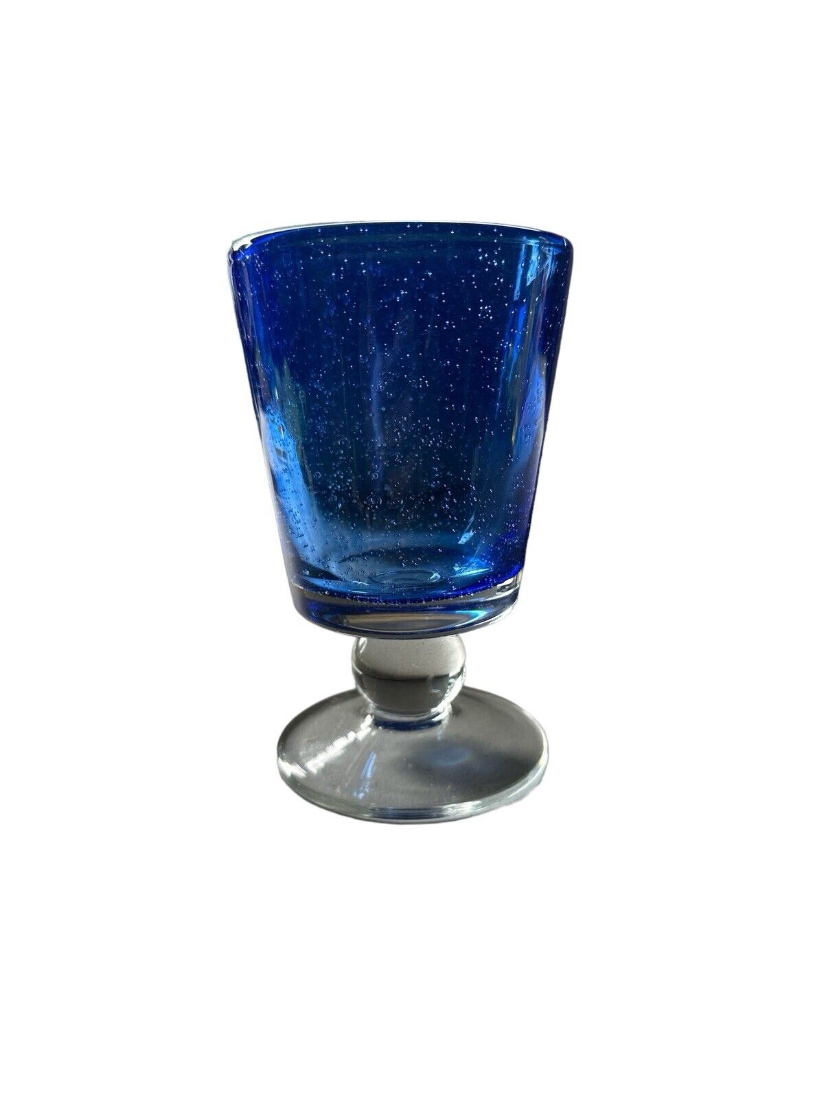 Authentic Blown Glass Cocktail Goblet Cobalt Blue Made In Mexico Tonala 5.5”
