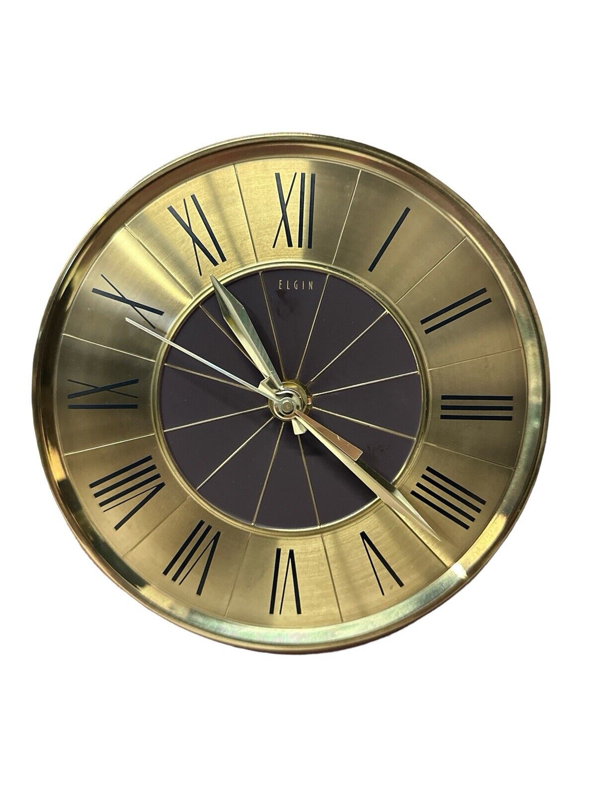 Vintage MCM Elgin Wall Hanging Clock 15" X 15" Very Nice Working Condition