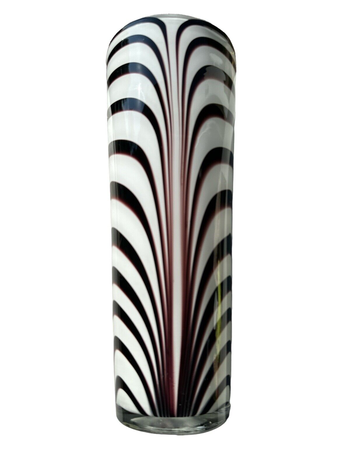 Oversized Postmodern Hand Blown Glass Vase Black & White Centerpiece 15.75” Art