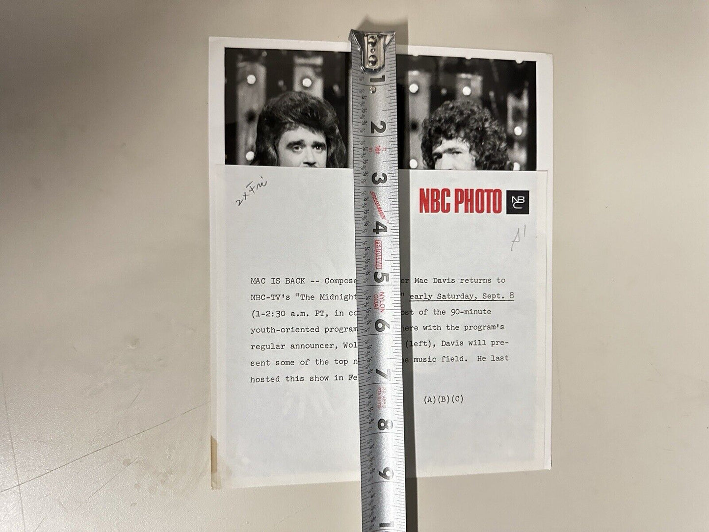 1973 Mac Davis & Wolfman Jack Press Release Photo The Midnight Show NBC