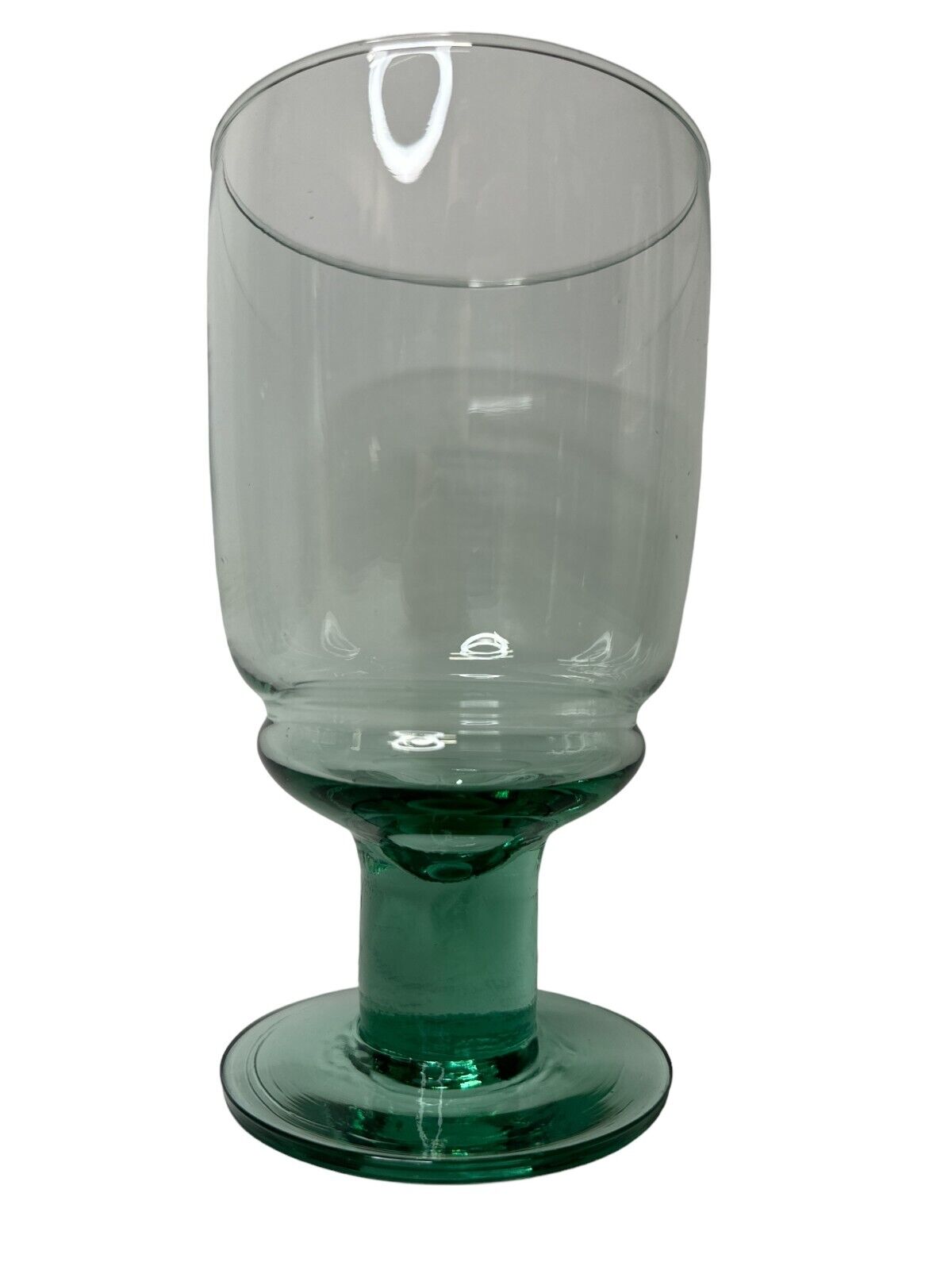 Vtg Hand Blown Light Green teal Stem Wine Glasses Or Goblets 6.5" Tall