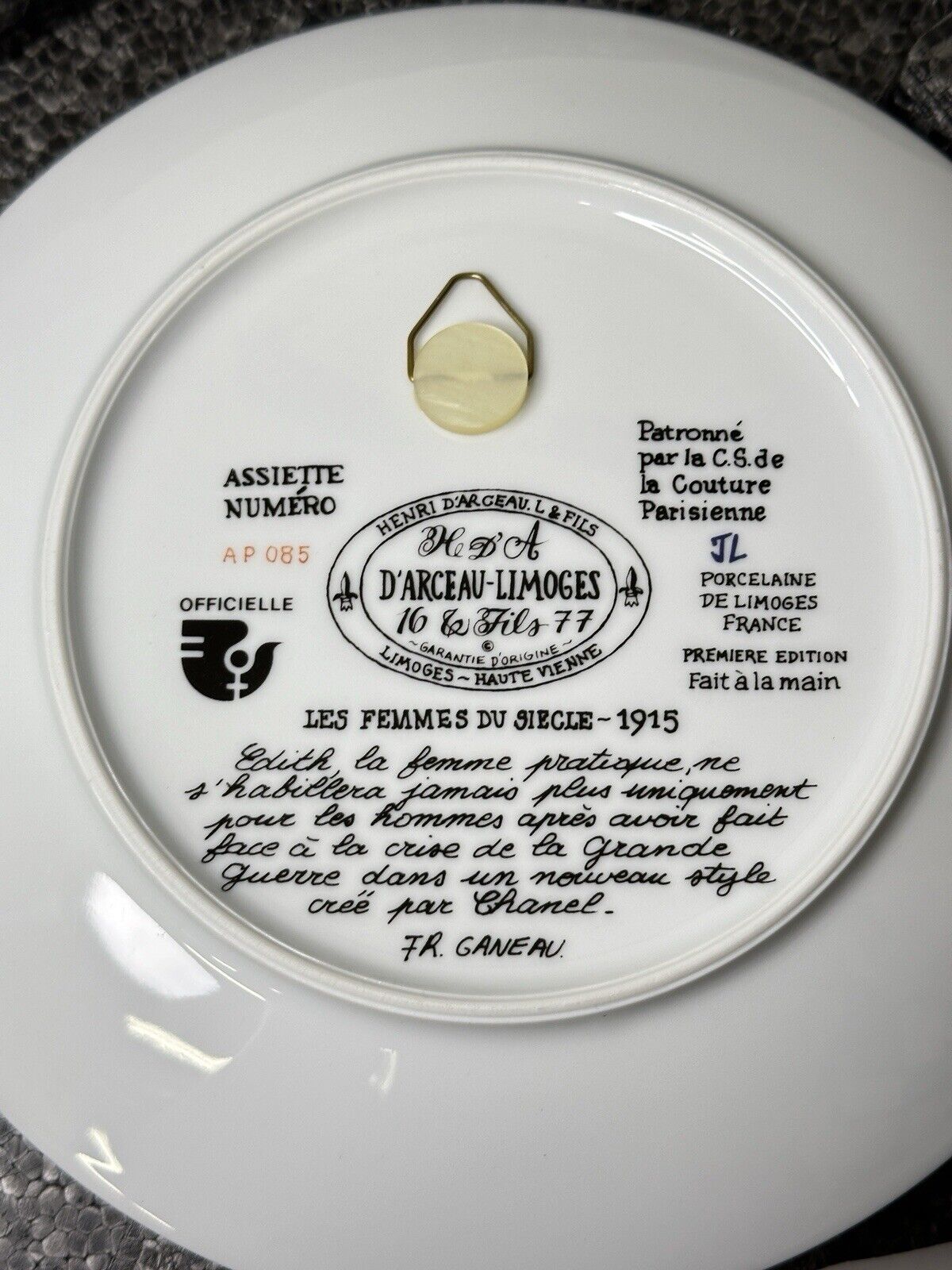 Limoges "Edith Practical Woman" In Tailored Costume Women of Century Plate 1915