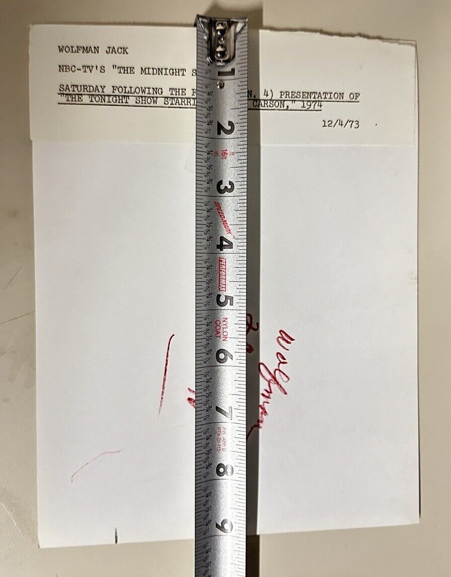 1973 DJ Wolfman Jack Authentic Press Release Photo “The Midnight Show” NBC