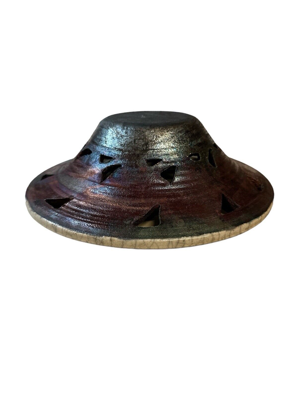 Clayton Pottery Traditional Japanese Raku Style Candle Holder Plate