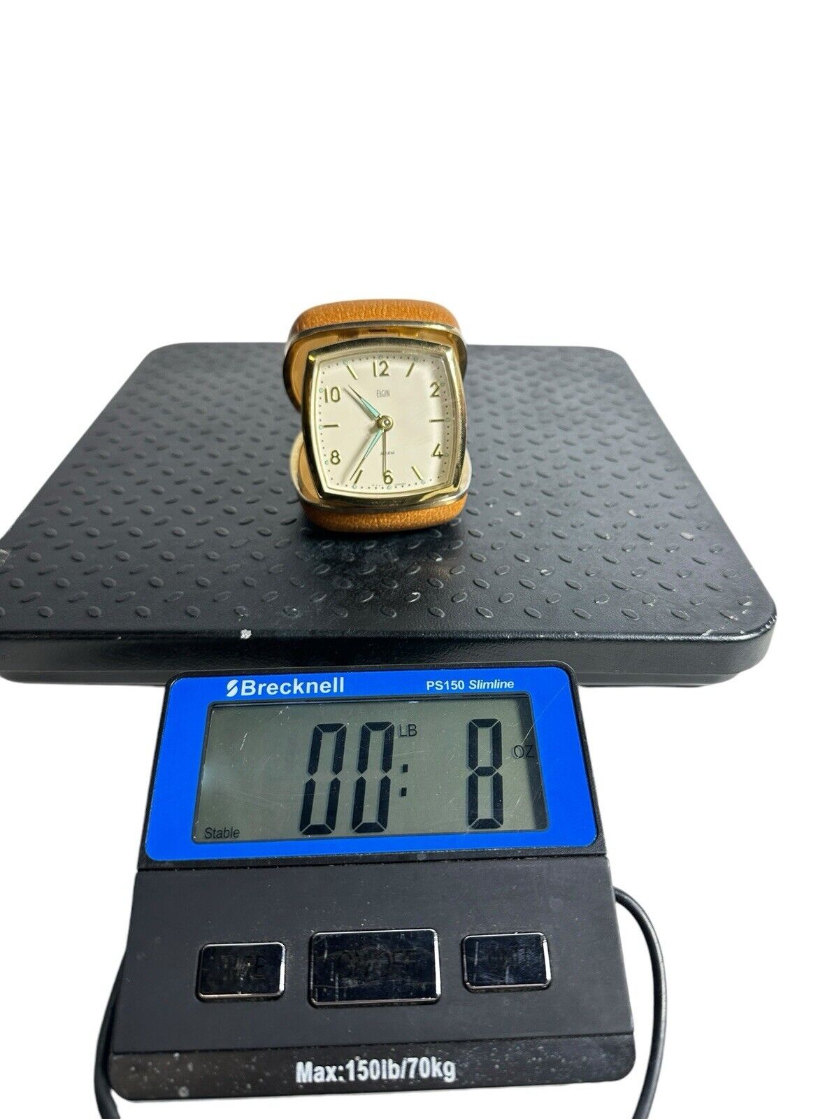 Vintage MCM Elgin Travel Folding Analog Alarm Clock Wind Up Glow Working