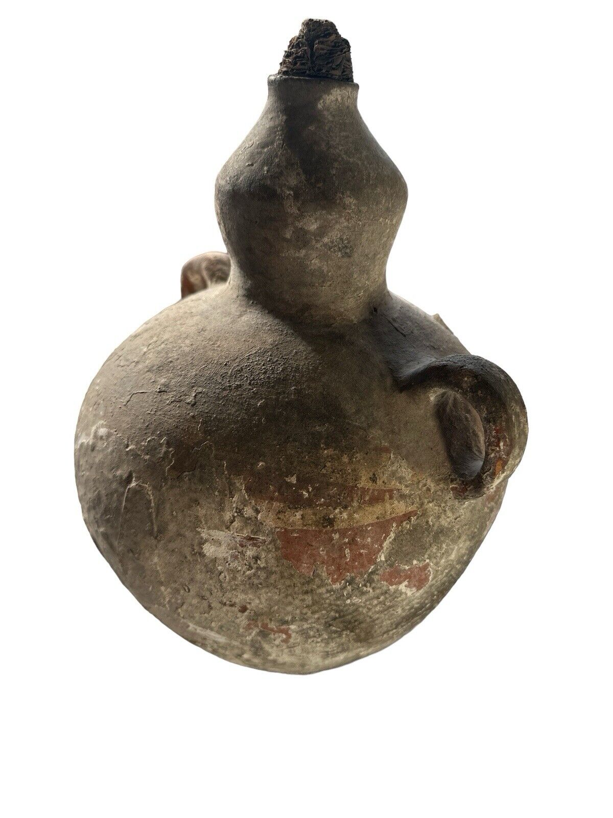 Antique Mexican Handmade Long Neck Clay Terracotta Water Vessel Primitive