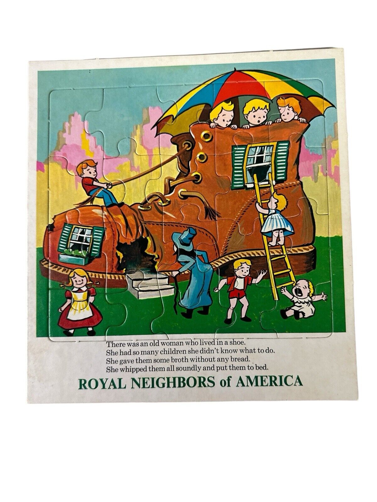Vtg 1970’s Puzzle Lot Of 5 Cardboard Nursery Rhymes Royal Neighbors Of America