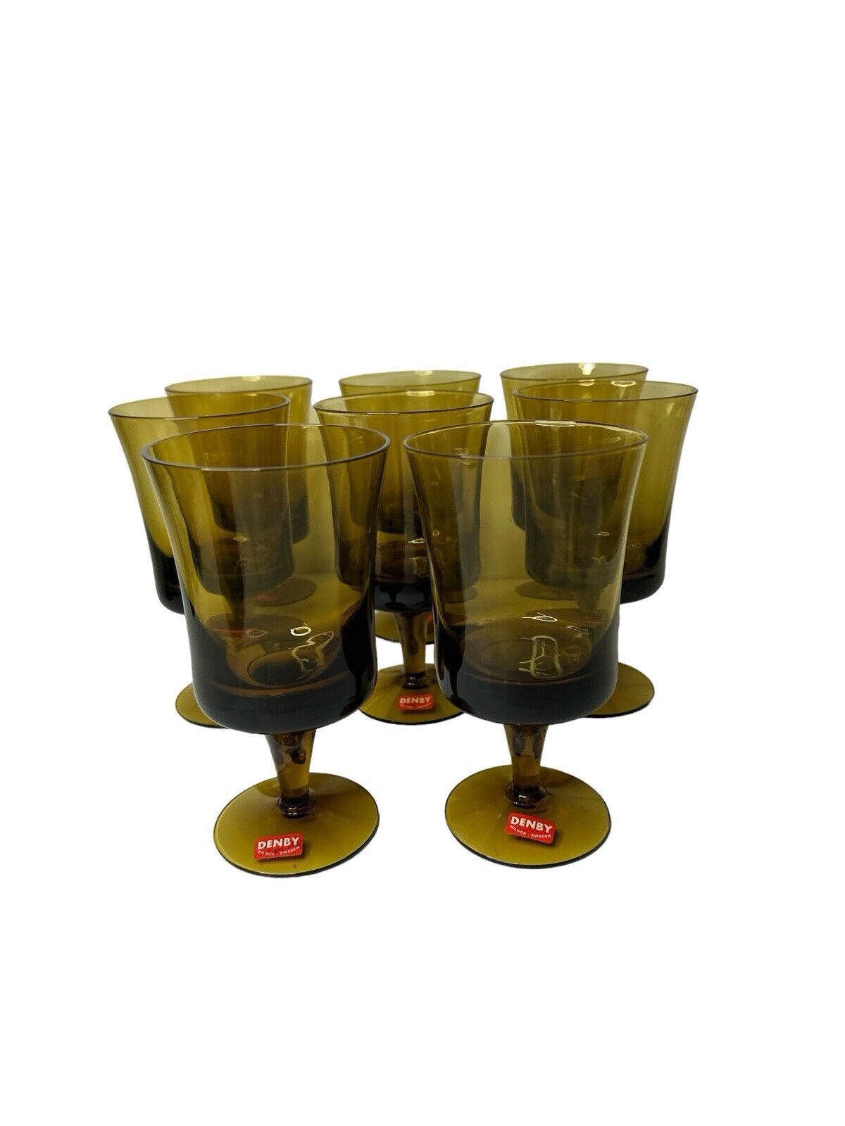 1972-1979 DENBY Arabesque Spice Brown Water or Wine Goblet NOS Milnor Sweden 6.5