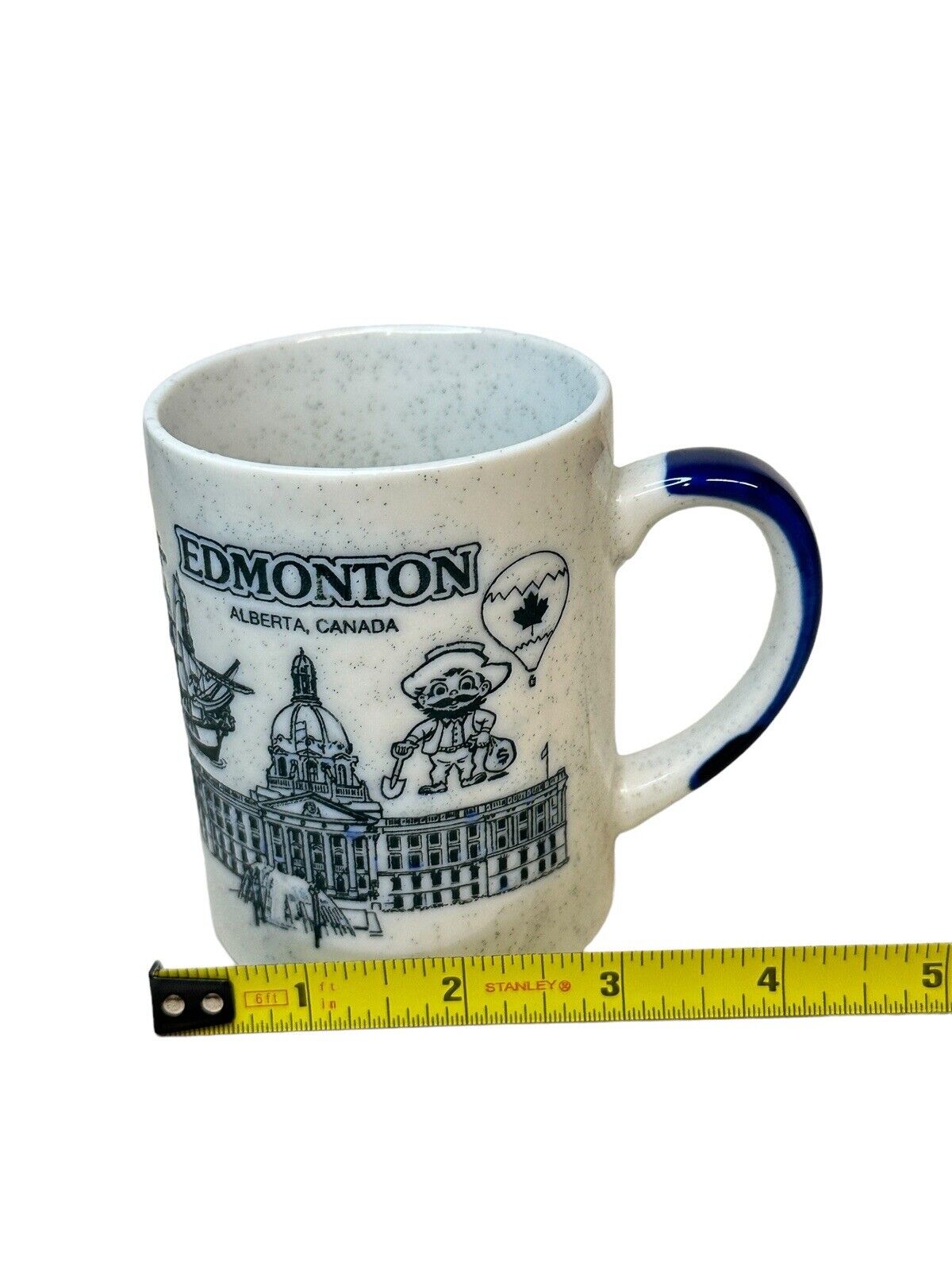 Edmonton Alberta Canada Speckled And Embossed Souvenir Momento Mug Vintage