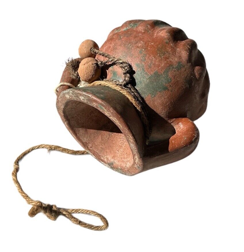 old Huasteca Region Clay hanging water Vessel made in mexico 9”x 8” Mid 1900’s