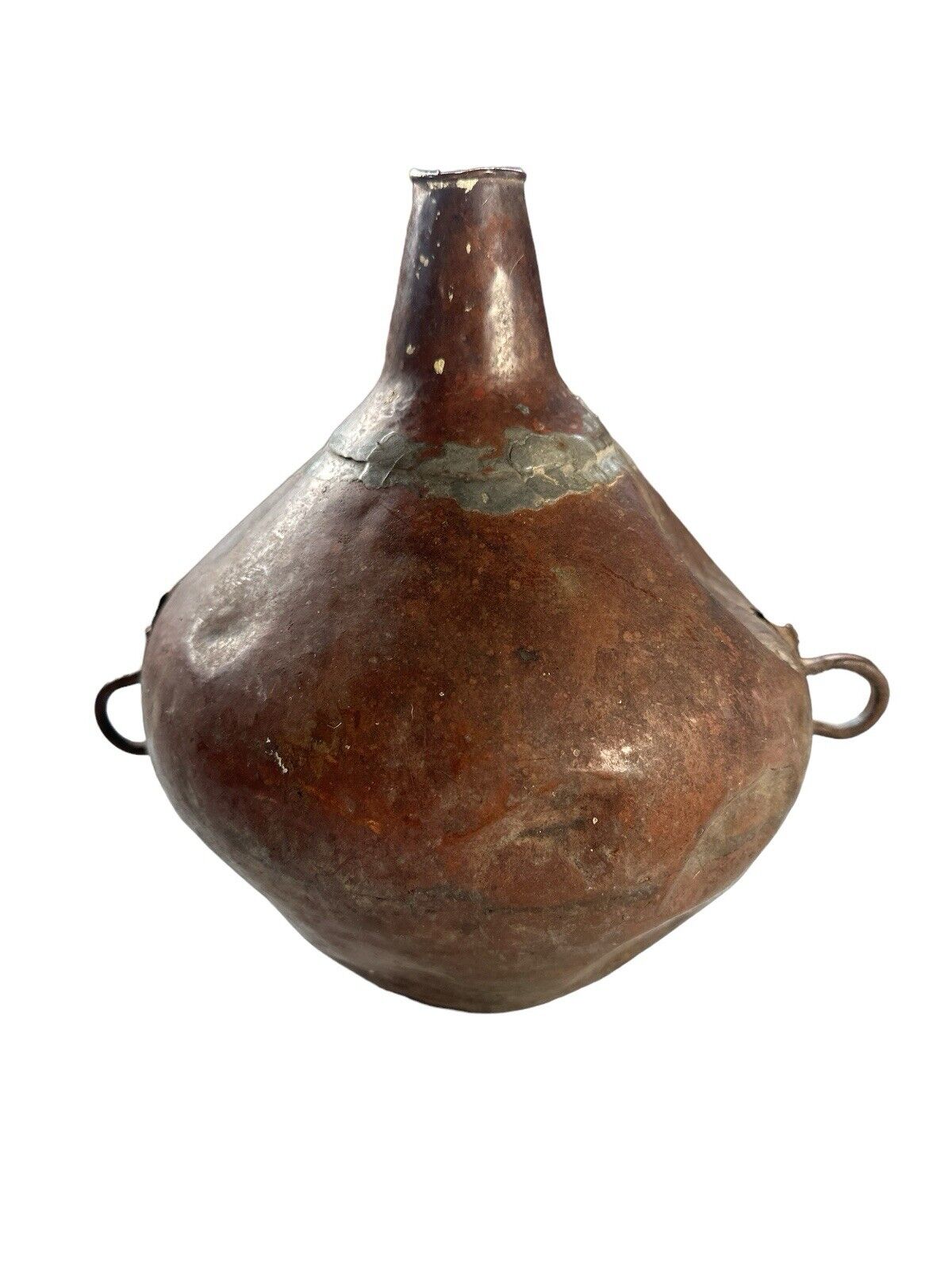 Primitive Central Mexican Spanish look Handmade Copper Metal Water Vessel