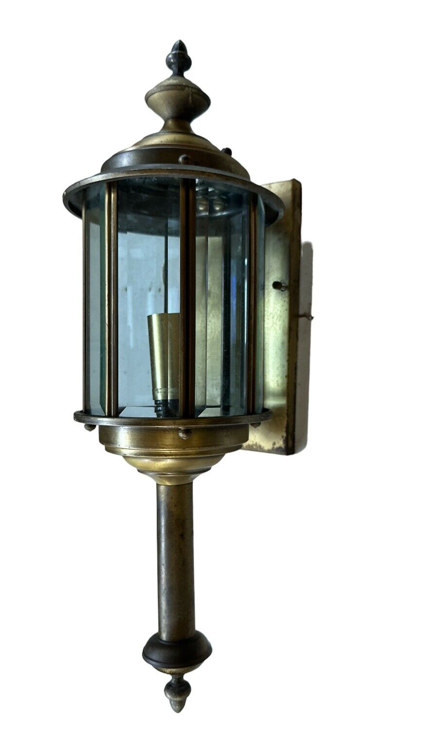 Vintage Large Brass Porch Outdoor Lamp Light Fixture Sconce 20” 1970’s