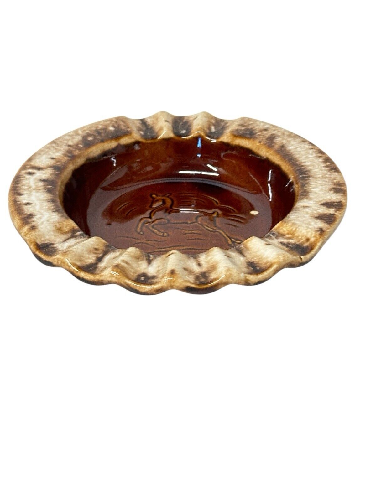 Vtg Hull Brown Drip Cigar Ashtray Deer Vintage 1950’s MCM Trinket Dish Decor