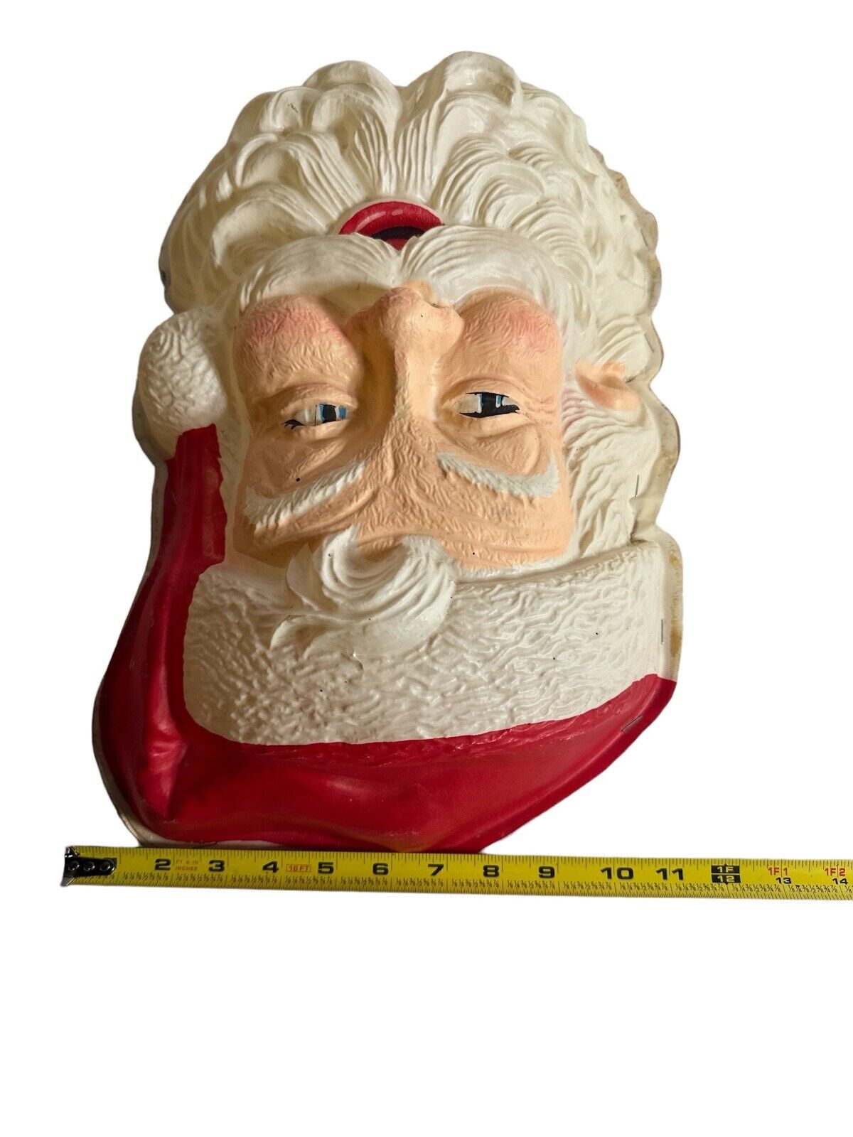 Vtg Large 18” Christmas Santa Face Molded Plastic And Cardboard 1950’s Light up