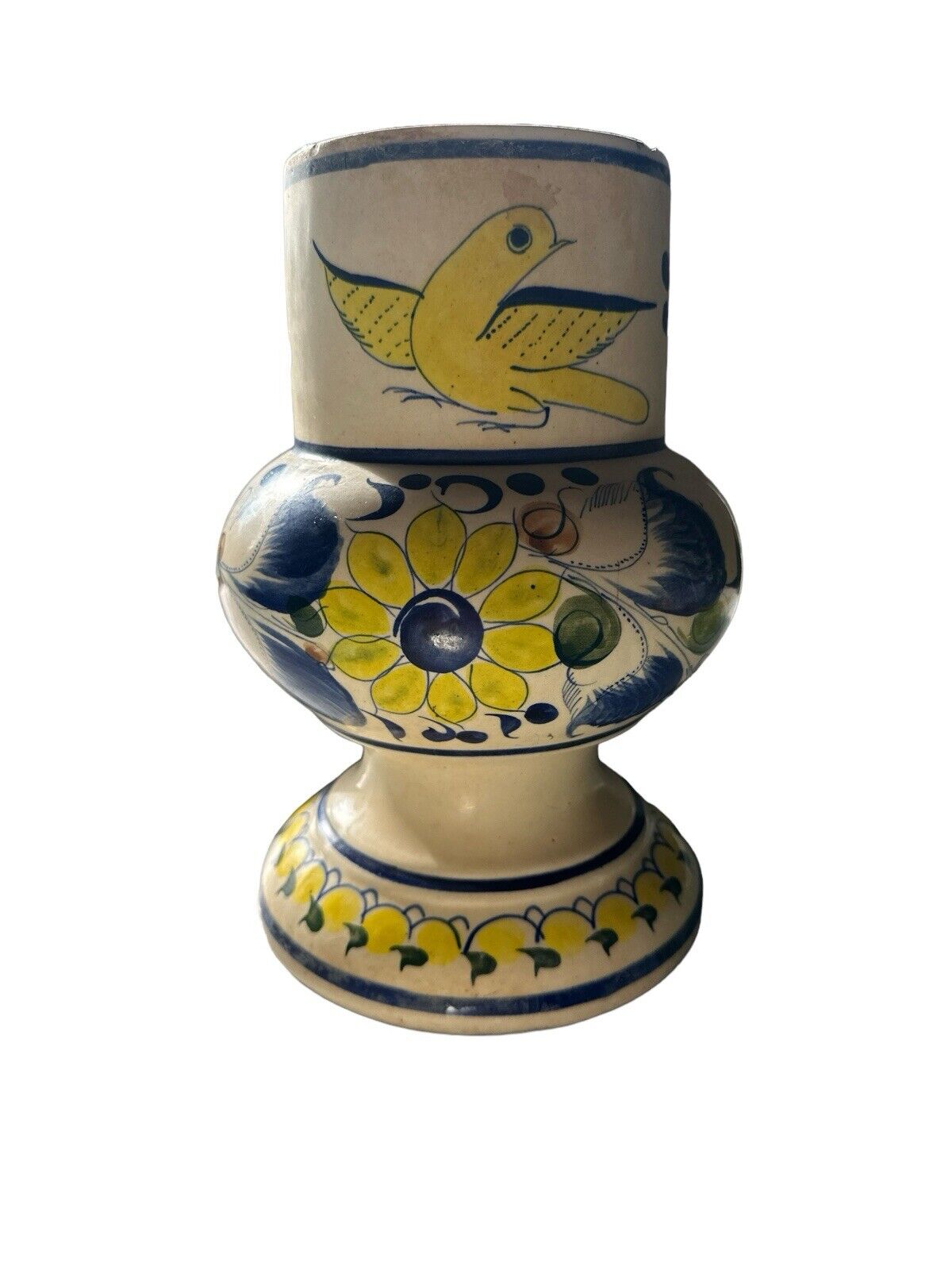 Authentic Handmade Mexican Talavera Pottery Hand Painted Ceramic Stoneware Vase