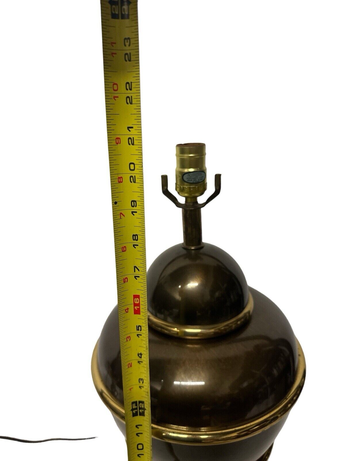Vtg 1970’s MCM Brass Two Tone Table Lamp Ginger Jar Shape Westwood Industries