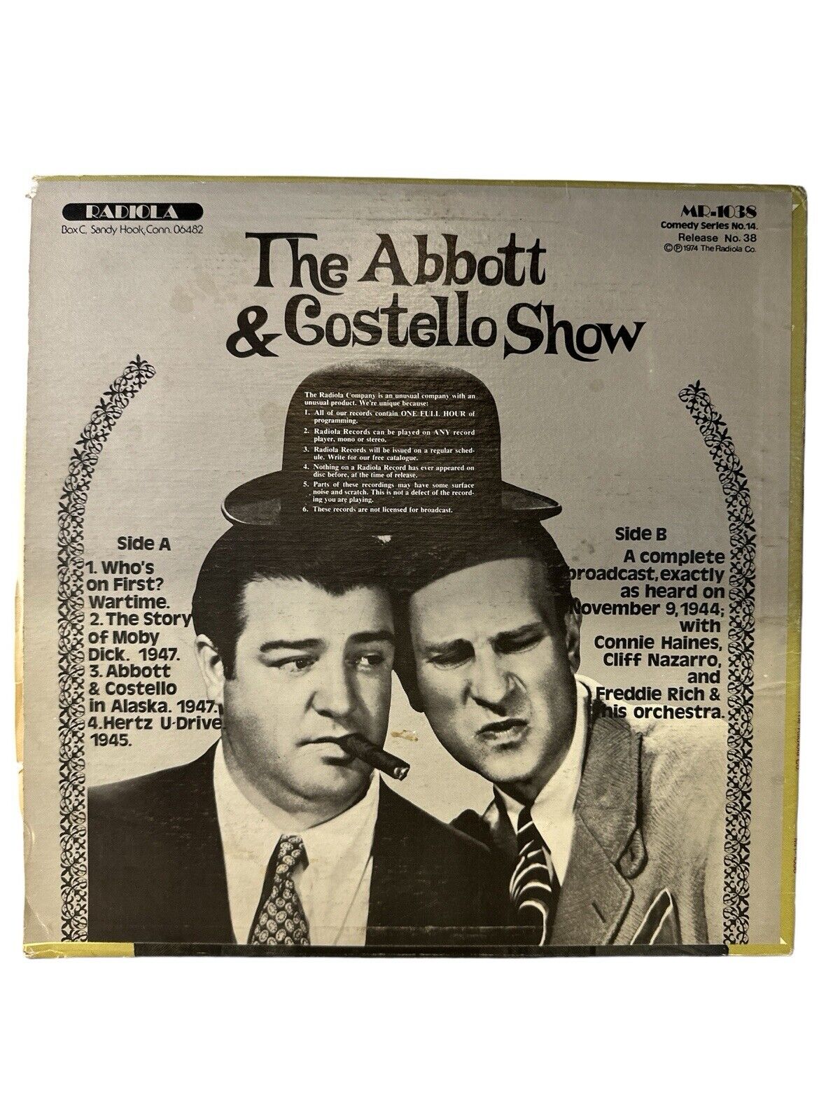 ABBOTT & COSTELLO “Who’s On First?” 1974 Vinyl LP Radiola MR-1038 Comedy Series