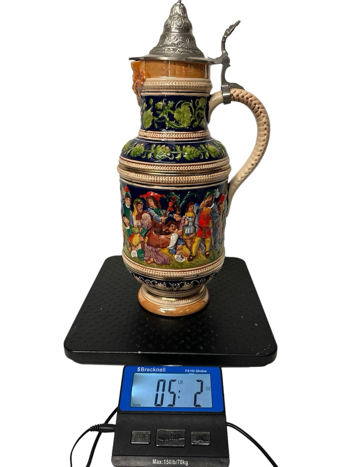 S. P. Gerz Stein W. Germany "Carousers" 3.0 L w/ pewter lid 16.5” Tall No. 403